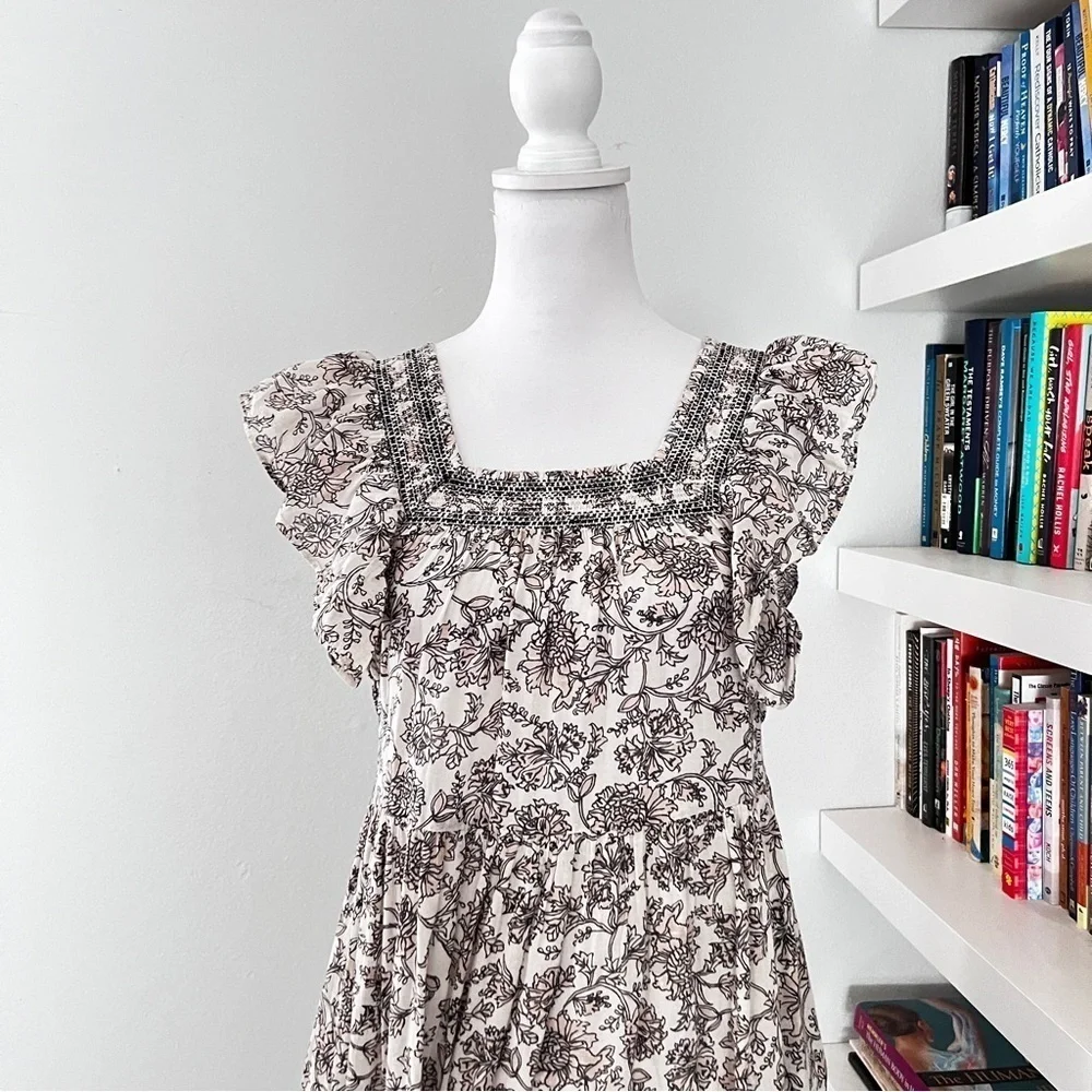 Free People Bonita Printed Midi Dress Tea Combo XS